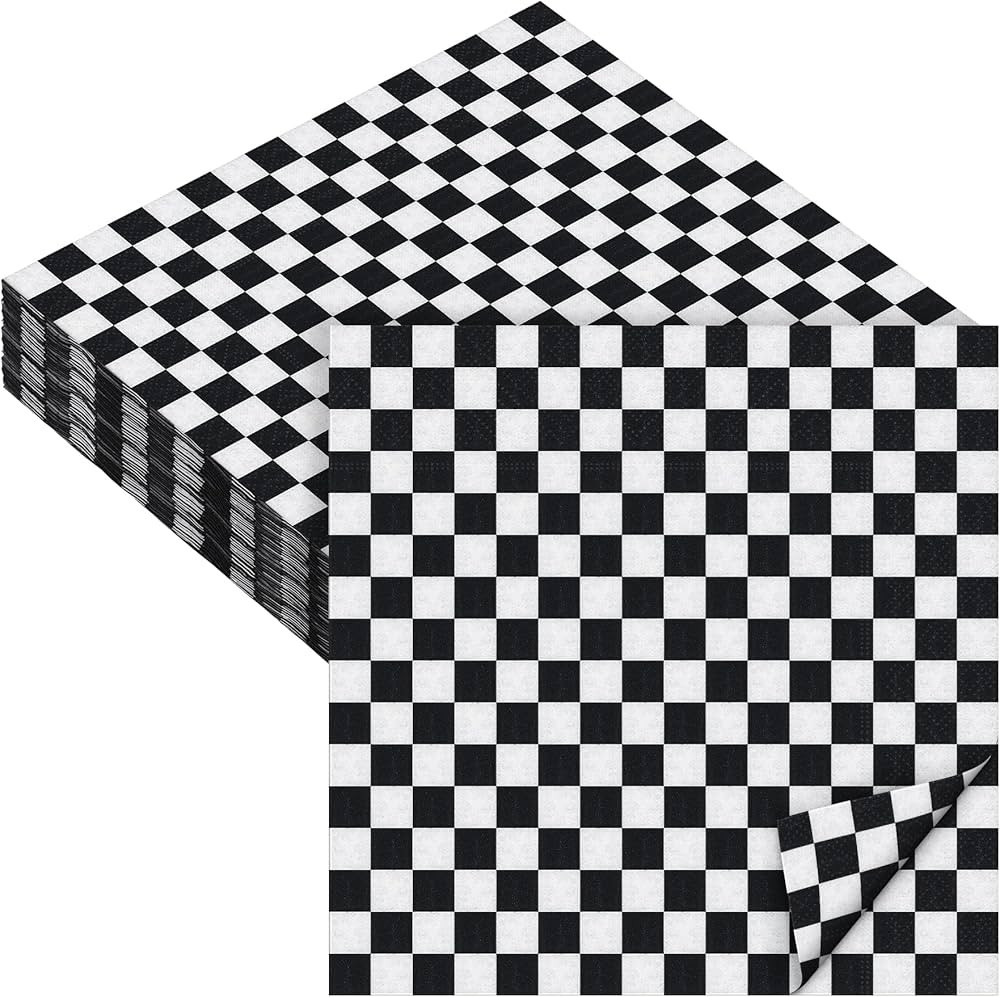 Aodaer 48 Pieces Race Car Paper Napkins Disposable Checkered Flag Napkin Racing Car Party Cocktai... | Amazon (US)