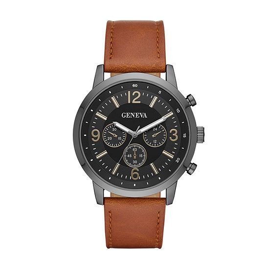 Geneva Mens Brown Strap Watch-Fmdjm585 | JCPenney