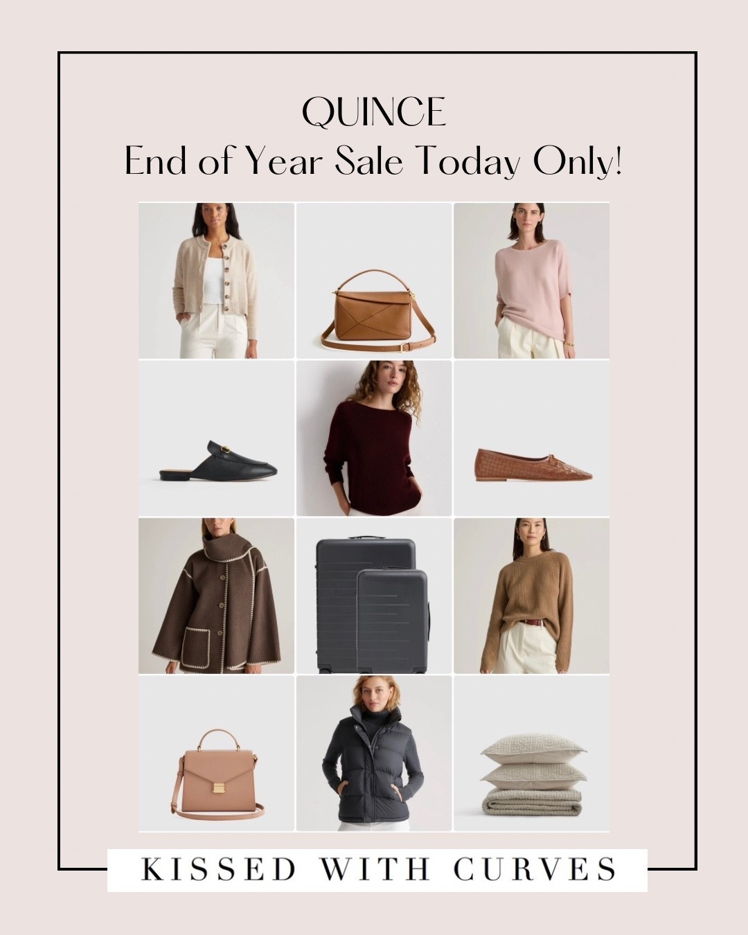TODAY ONLY! Quince End of Year Sale! Great gifts and wardrobe staples including clothes, shoes, bags, accessories, bedding, luggage, and home items. Several cashmere sweaters, cardigans, coats, jackets, dresses, pants and so much more! Many items looks just like designer pieces but are a fraction of the price. Great quality too. Grab these pieces while they’re on sale today! So many items for everyday wear, workwear, travel and vacation. 


#LTKTravel #LTKSaleAlert #LTKWorkwear