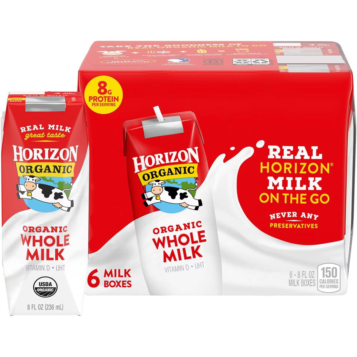 Horizon Organic Whole Milk - 6pk/8 fl oz Boxes | Target