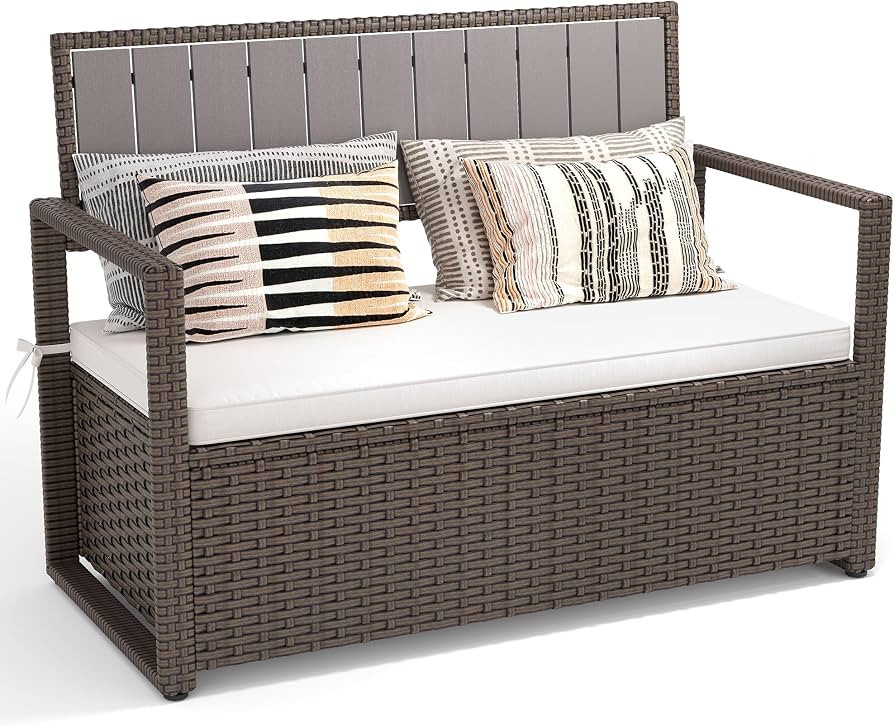 YITAHOME 70 Gallon All-Weather PE Rattan Storage Bench, Waterproof Deck Box Seat for Patio Furnit... | Amazon (US)