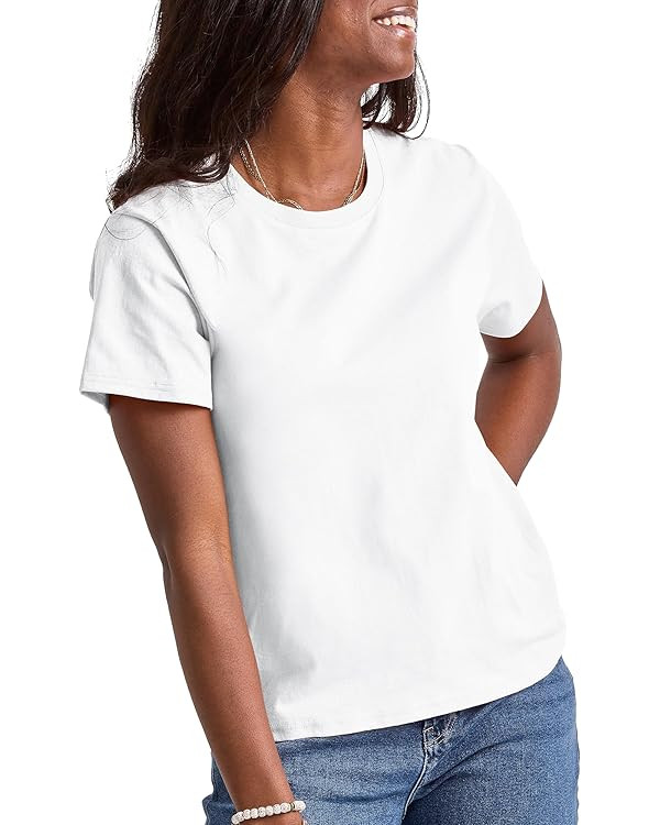 Hanes Essentials, Cotton Crewneck Tee, Classic Fit T-Shirt for Women | Amazon (US)