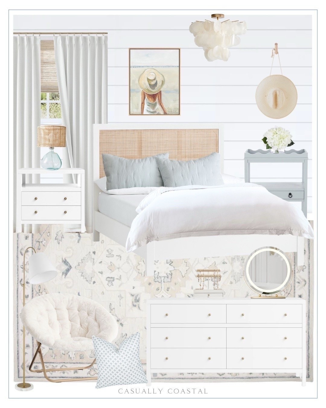 Teen Girl Bedroom 

Coastal bedroom, coastal home, teen girl room design, coastal rug, coastal bed, coastal wall art, cane bed, pottery barn bed, beach print art, beachy wall art, 2 drawer nightstand, white nightstand, woven table lamp, bedroom lamp, coastal lamp, coastal accent table, fedora hat, large capiz flush mount, wayfair rug, bedroom rug, wool and cotton rug, oriental rug, LED makeup mirror with lights, round mirror, Etsy pillow covers, coastal pillow covers, soft blue palm tree pillow, 6 drawer dresser, faux silk hydrangeas, white hydrangeas, faux fur hang-a-round chair, lounge chair, accent chair, floor lamp, wood jewelry box, jewelry stand, organic percale duvet cover, Belgian fox linen tufted quilted sham, coastal bedding, girls bedding, Roman shades, white pinch pleated curtains, blackout curtains, pottery barn quilt, saucer chair

#LTKHome #LTKKids