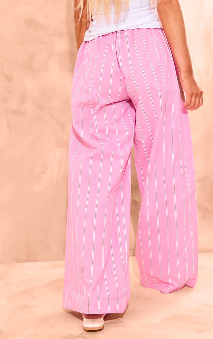 Pink Pinstripe Thin Waistband Pants | PrettyLittleThing US