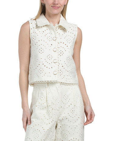 Denim Eyelet Vest | TJ Maxx