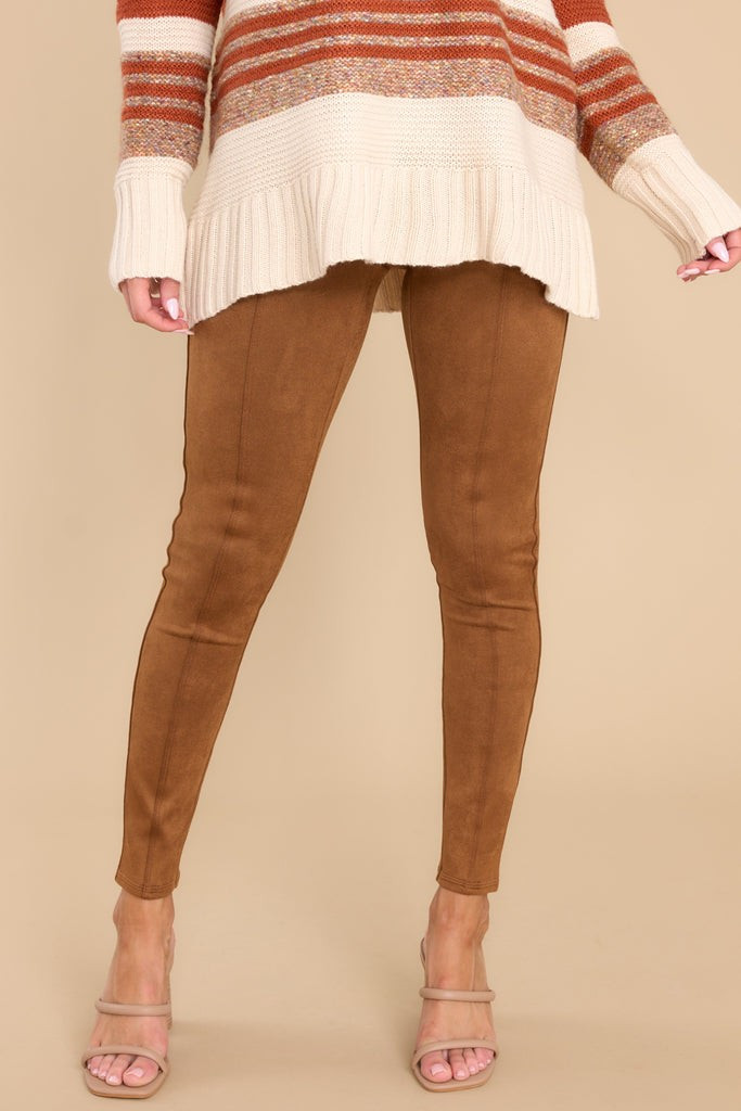 Faux Suede Rich Caramel Leggings | Red Dress 