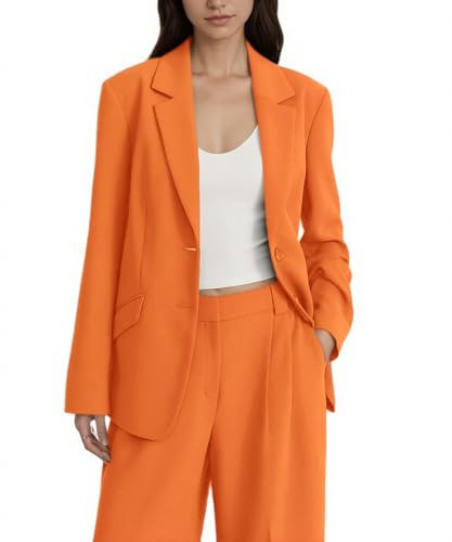 2pcs Orange Office Outfits for Women Two Button Business Pant Suit Professional Blazer Set Work Office M | Amazon (US)