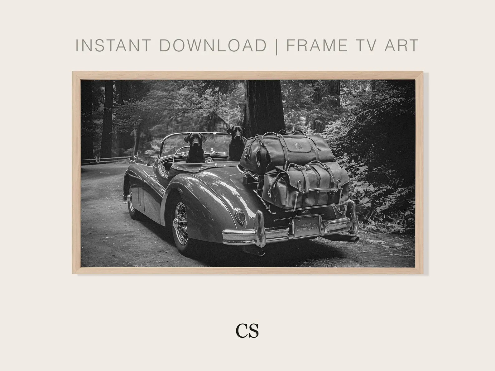Samsung Frame TV Art Black Lab Dog | Vintage Car Black White Photo Print Digital Download | Hisen... | Etsy (Global)