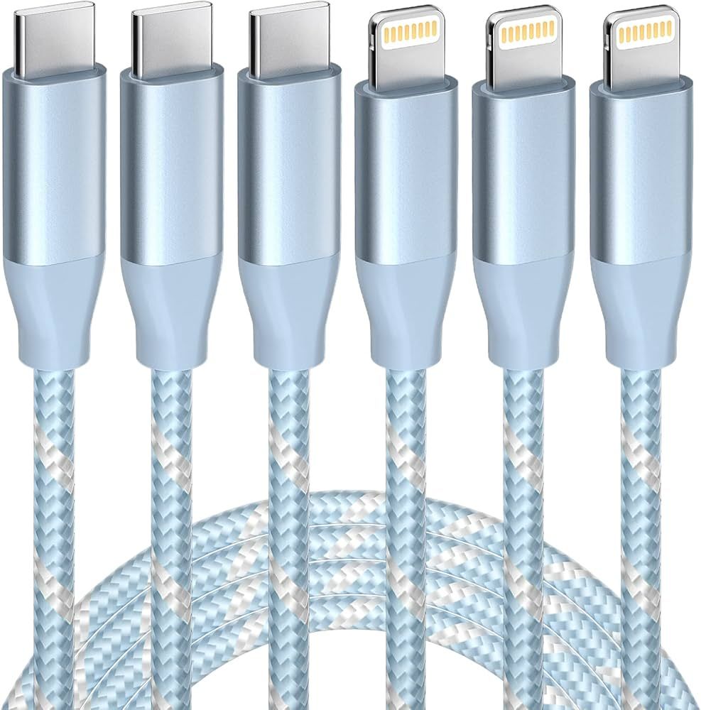 USB C to Lightning Cable 3 Pack 6FT Apple MFi Certified iPhone Charger Fast Charging Type c to Li... | Amazon (US)