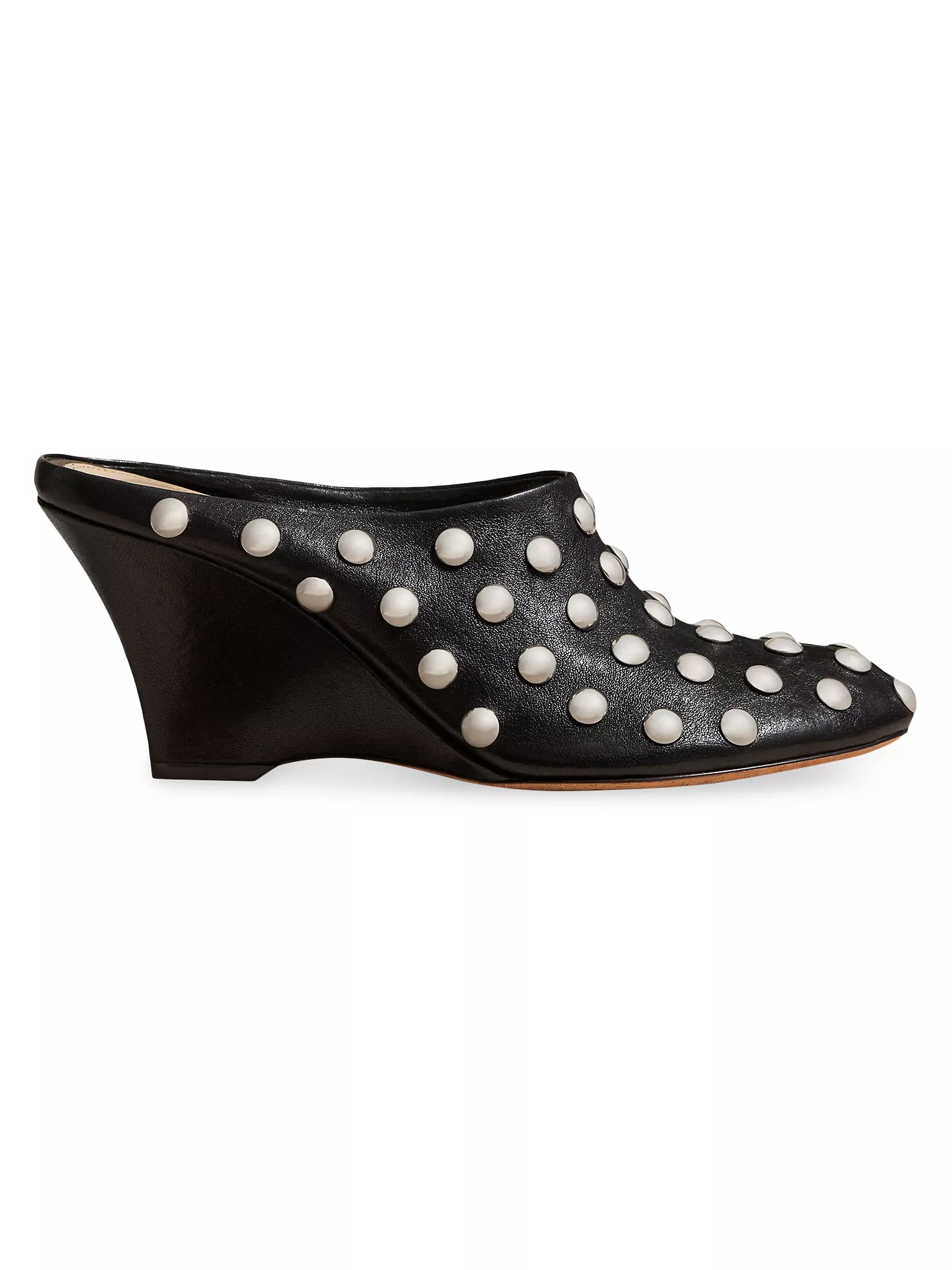 Apollo Leather Studded Wedge Mules | Saks Fifth Avenue