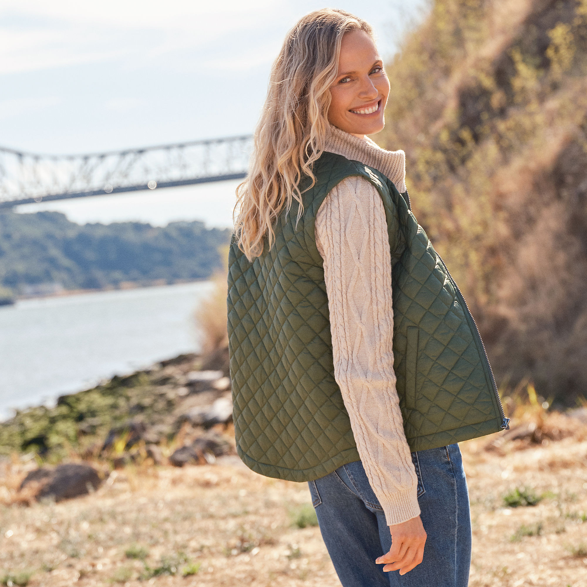 Women's Quilted Sweater Hybrid Barn Jacket | Lands' End (US)