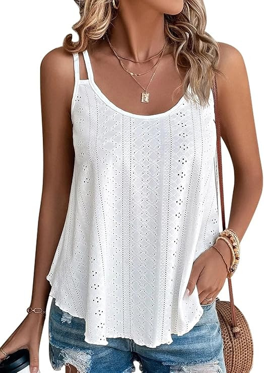 ATHMILE Women's Tank Tops Sleeveless Summer Top Spaghetti Strap Spring Shirt Loose Fit Beach Vaca... | Amazon (US)