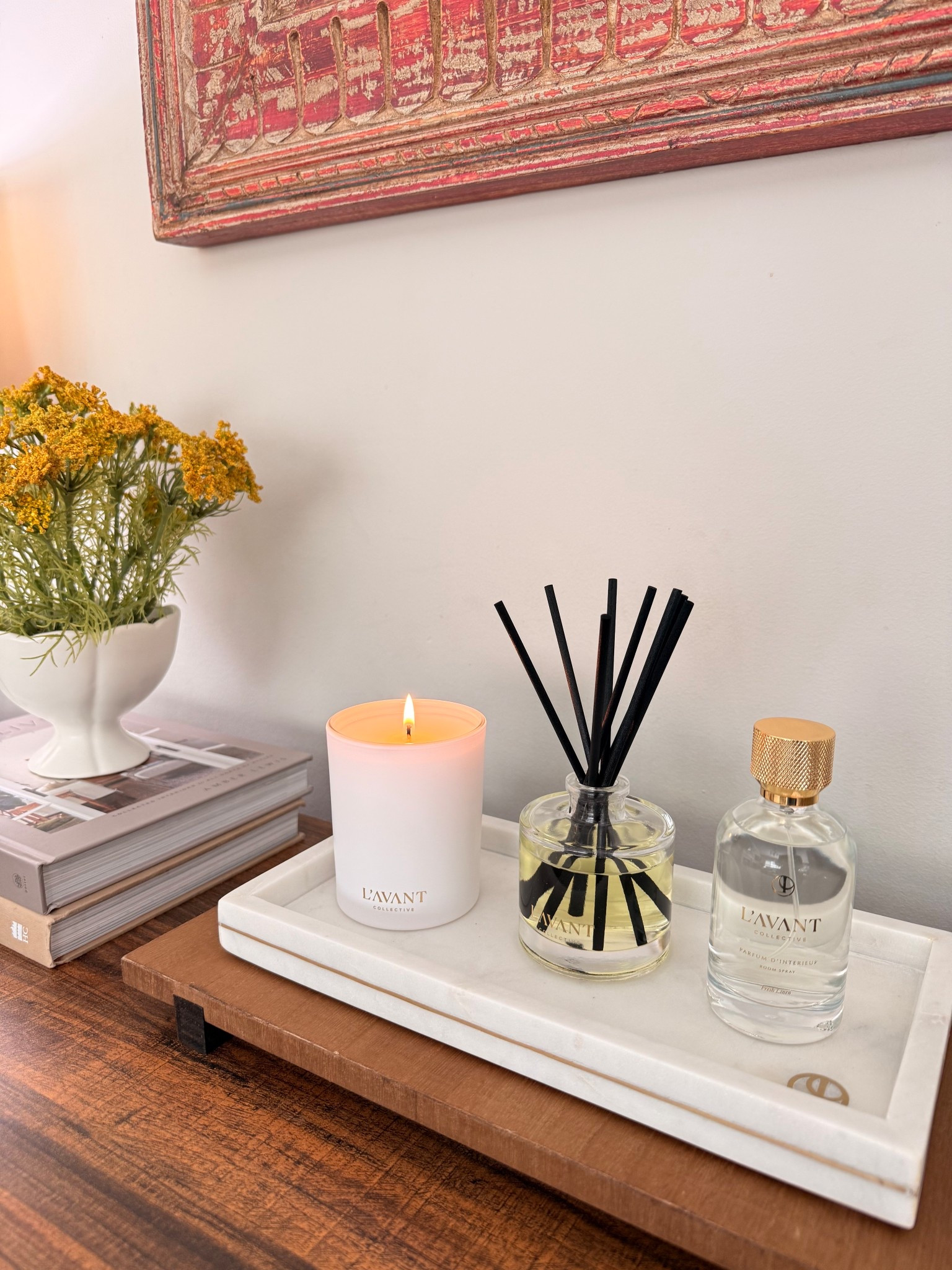 Steal this setup if your space feels off 🤍

Marble tray + clean scent layering = instantly more elevated without buying a bunch of new decor.

These @lavantcollective pieces are my go-to for that subtle, always-fresh feel. Candle at night, diffuser during the day, spray when needed.

An easy upgrade that actually makes your home feel finished!✨

Shop everything here 👇🏼

#LTKHome #LTKMothersDay #LTKselfcare