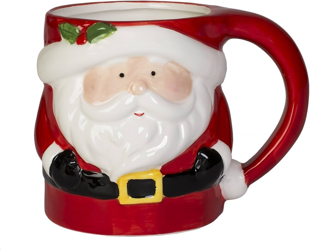 Transpac Imports, Inc. Santa Holiday 12 Ounce Ceramic Dolomite Christmas Coffee Mug, Red | Amazon (US)