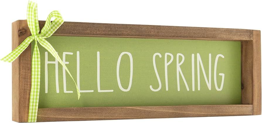 Hello Spring Decor Wooden Sign Centerpieces Tables Decorations Wall Office Desk Top Mantle Shelf ... | Amazon (US)