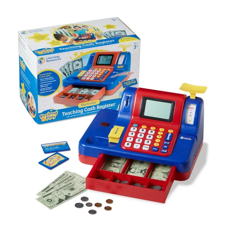 Learning Resources Pretend & Play Teaching Play Cash Register with Play Money Set, Realistic Ligh... | Walmart (US)