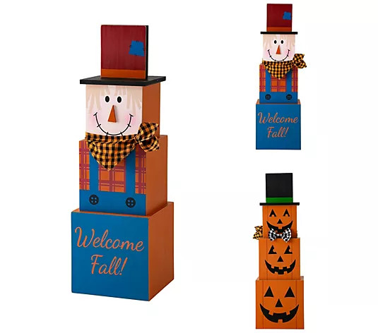 Glitzhome Pumpkins and Scarecrow Double Sided Fall Porch Decor - QVC.com | QVC