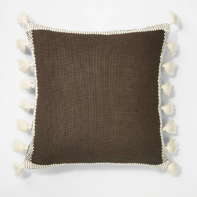 Woven Frame Square Throw Pillow with Side Tassels - Threshold™ designed with Studio McGee | Target