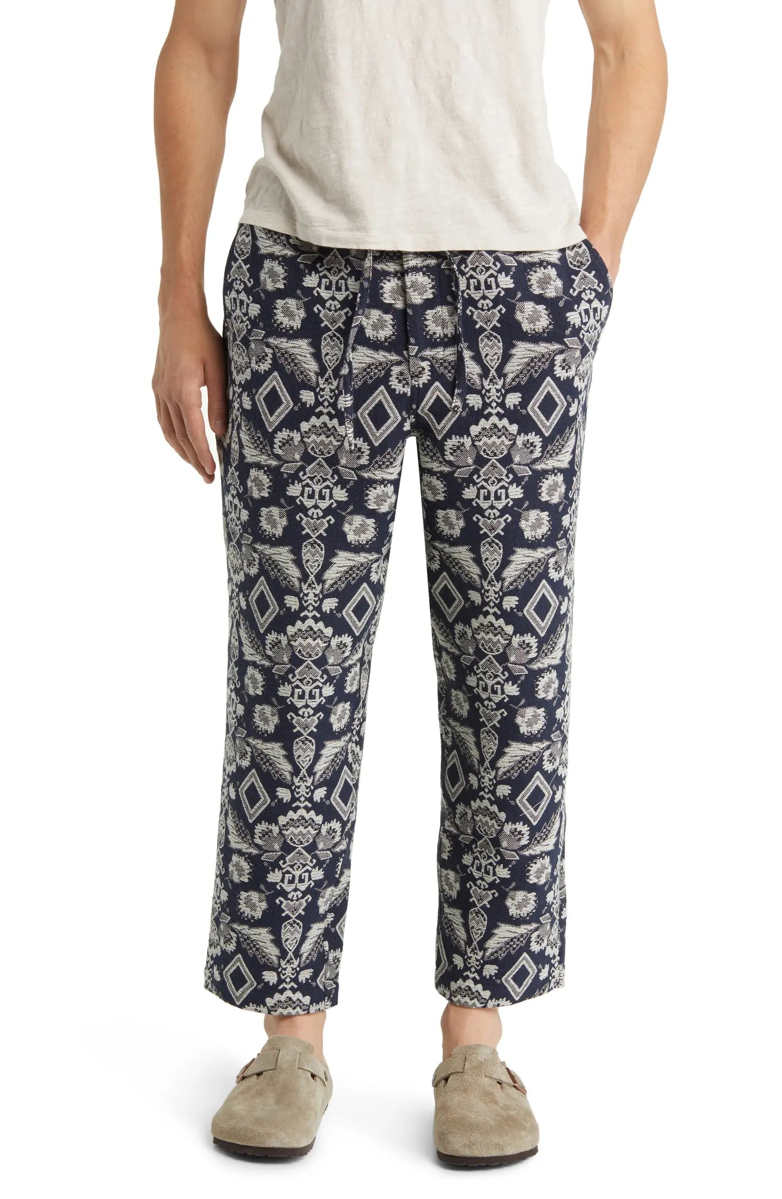 Kurt Geo Floral Jacquard Recycled Cotton Blend Trousers | Nordstrom