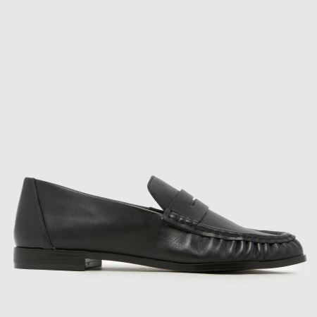Womens Black schuh Lewis Leather Ruched Loafer Flat Shoes | schuh | Schuh