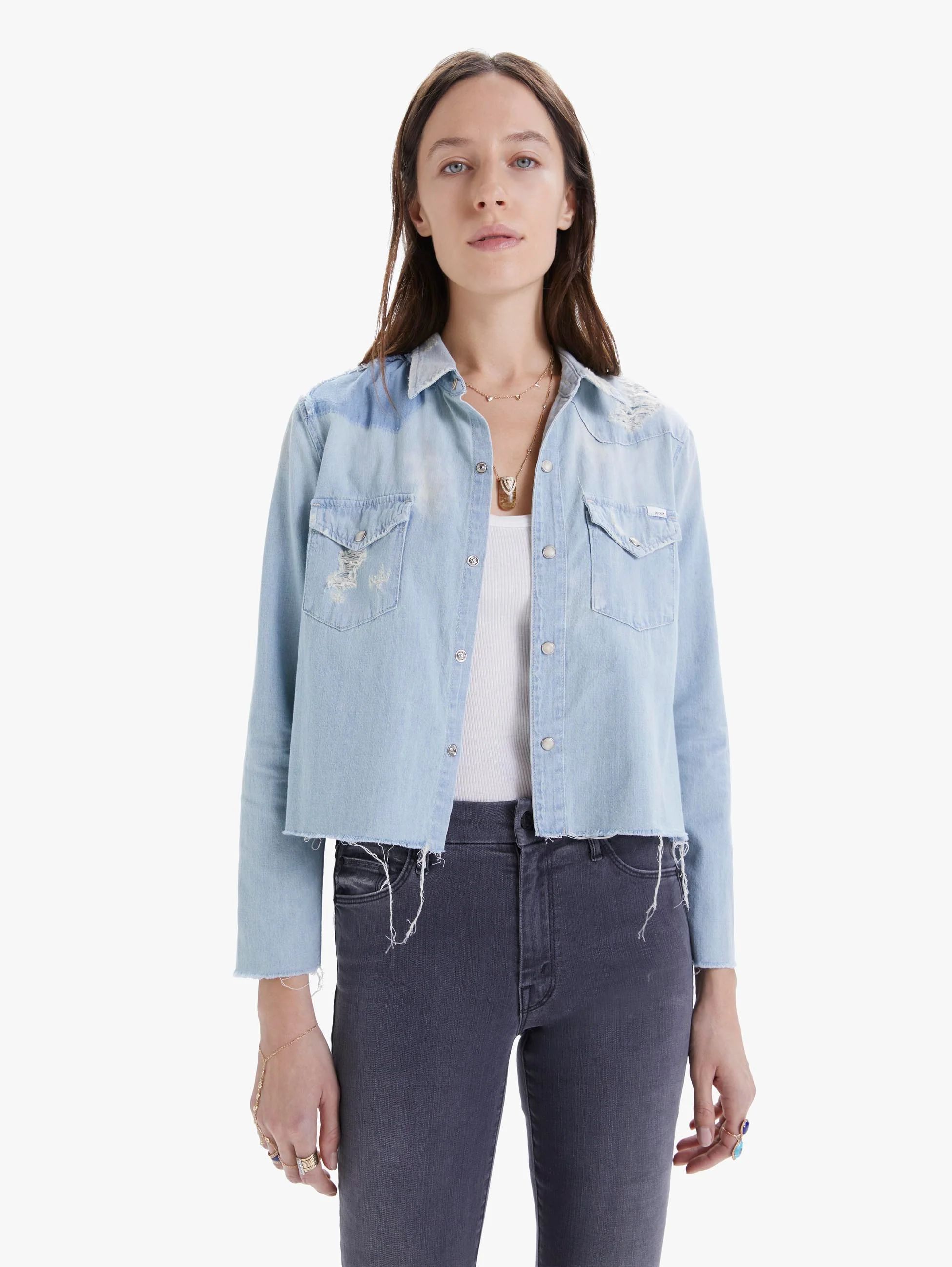 The Super Ex's Crop Fray - All Broke Down Light | Mother Denim