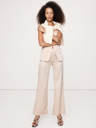 Mid-Rise Kick-Flare Satin Ankle Pant | Banana Republic (US)