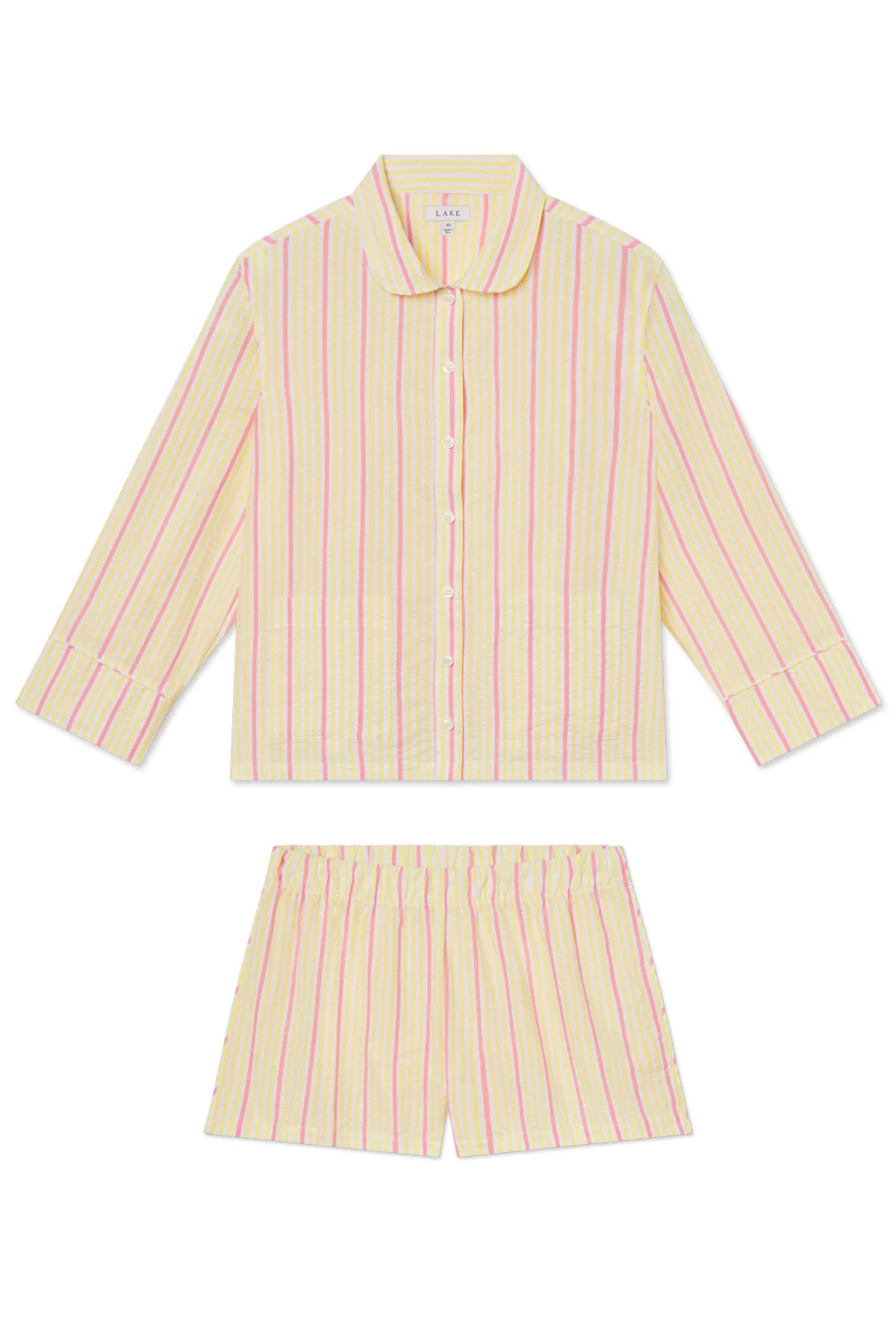 Georgie Pocket Shorts Set in Zest Coastline Seersucker | Lake Pajamas