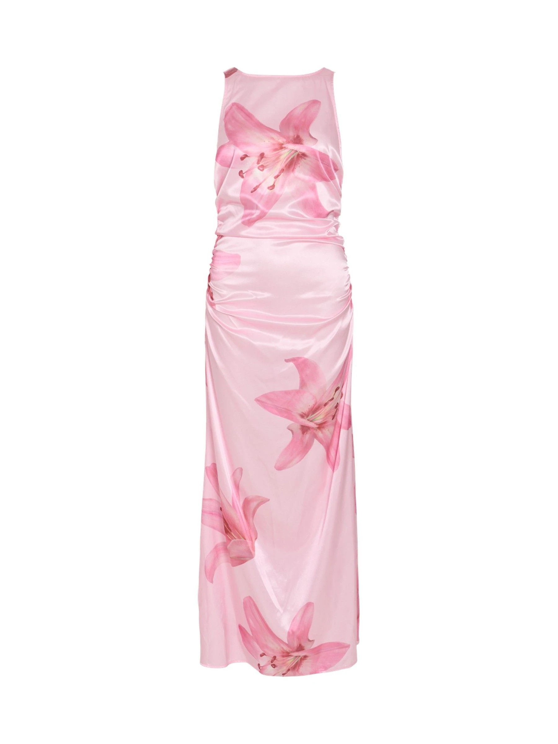VILA VILA Pink Sleeveless Satin Printed Floral Maxi Dress | Next US