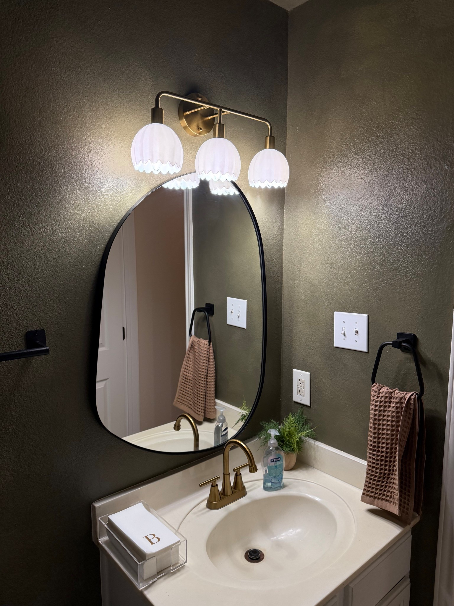 Half bath reno 😍 
Paint is: Limewash - Color Atelier “Olive You” 

#LTKHome #LTKFindsUnder50 #LTKmomlife