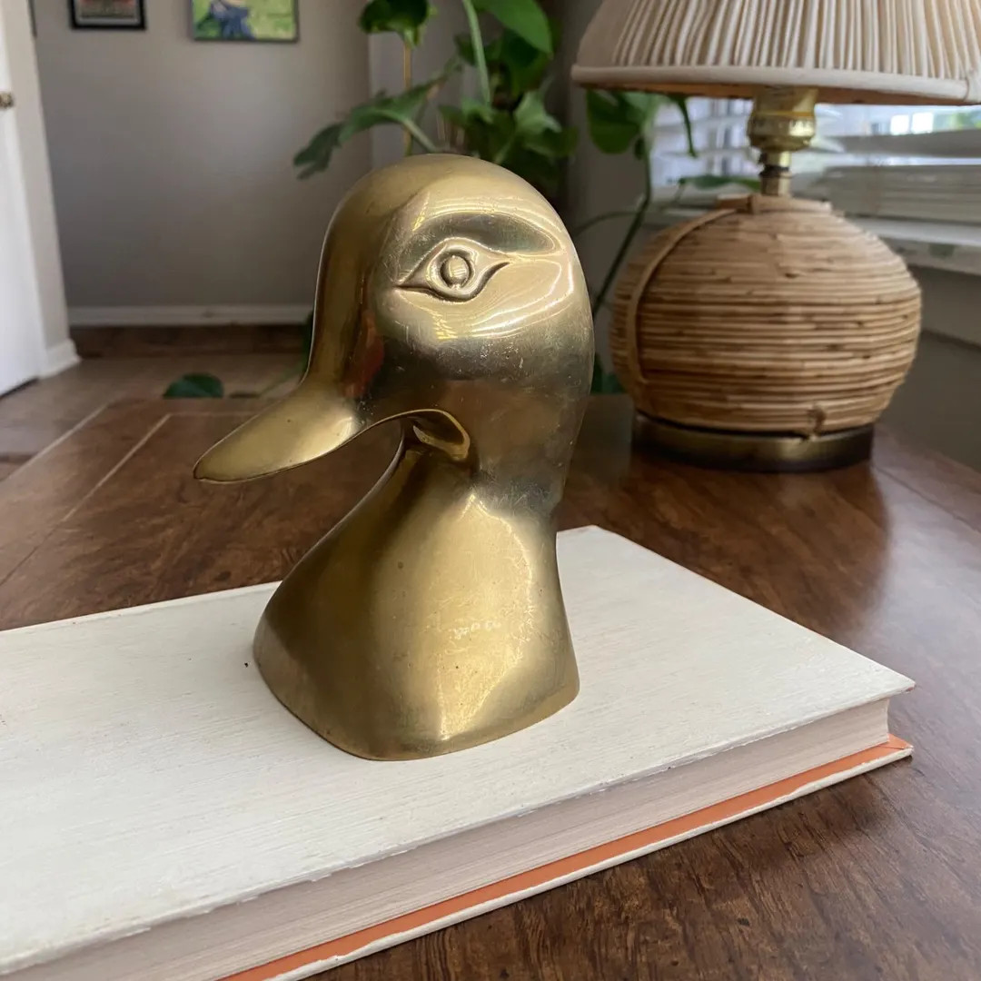 Vintage Brass Duck Head Bust Figurine Bookend Decor - Etsy | Etsy (US)