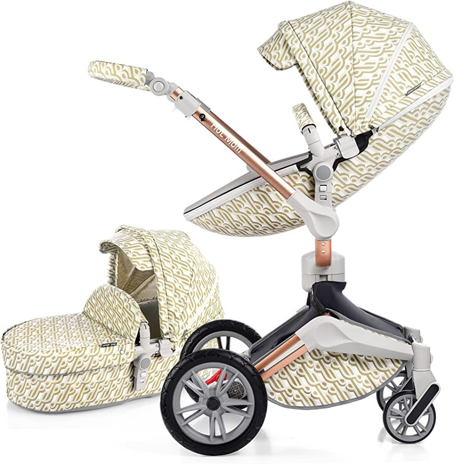 Hot Mom Baby Stroller 360 Degree Rotation Function,Baby Carrige and Egg Seat Combo PU Leather Baby P | Amazon (US)