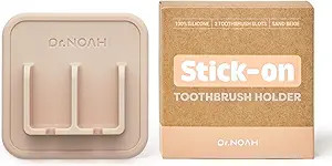 Silicone Wall Mount Toothbrush Holder | Sand Beige | Strong Suction | Easy to Remove & Reuse | Di... | Amazon (US)