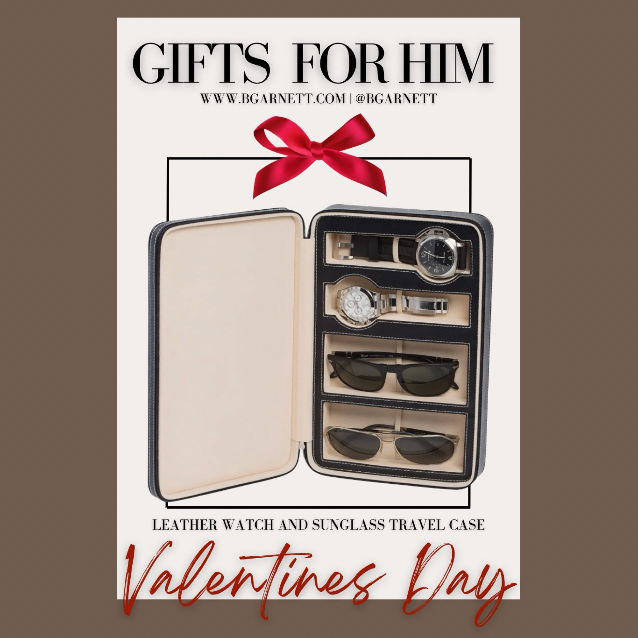 Valentine’s Day gift idea for him: a leather travel case for his watches and sunglasses. My husband has one of these (not as nice as this one) and he keeps it in his nightstand with his glasses and watches in it) 

Gifts for him | Valentine’s Day gift | gifts for your husband | gifts for your boyfriend | gifts for dad | gifts for your brother | travel essentials 

#LTKGiftGuide #LTKMens #LTKTravel
