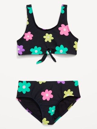 Printed Tie-Front Bikini Swim Set for Girls | Old Navy (CA)
