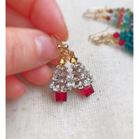 Christmas Earrings, Swarovski Crystal Holiday Jewelry, Tree Gifts For Her, Under 40, Stocking Stuffer | Etsy (US)
