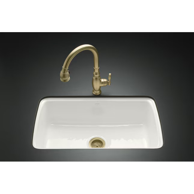 KOHLER  Cape Dory Undermount 33-in x 22-in White Single Bowl 5-Hole Kitchen Sink | Lowe's