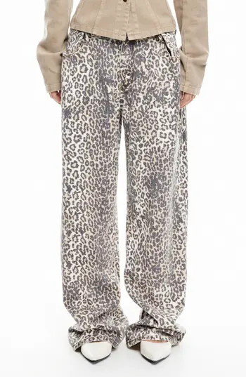 LIONESS She's All That Straight Leg Jeans in Leopard Fade at Nordstrom Rack, Size Large | Nordstrom Rack