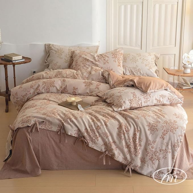 VM VOUGEMARKET Chic Floral Duvet Cover Queen,Yarn-Dyed Cotton Jacquard Textured Duvet Cover with ... | Amazon (US)