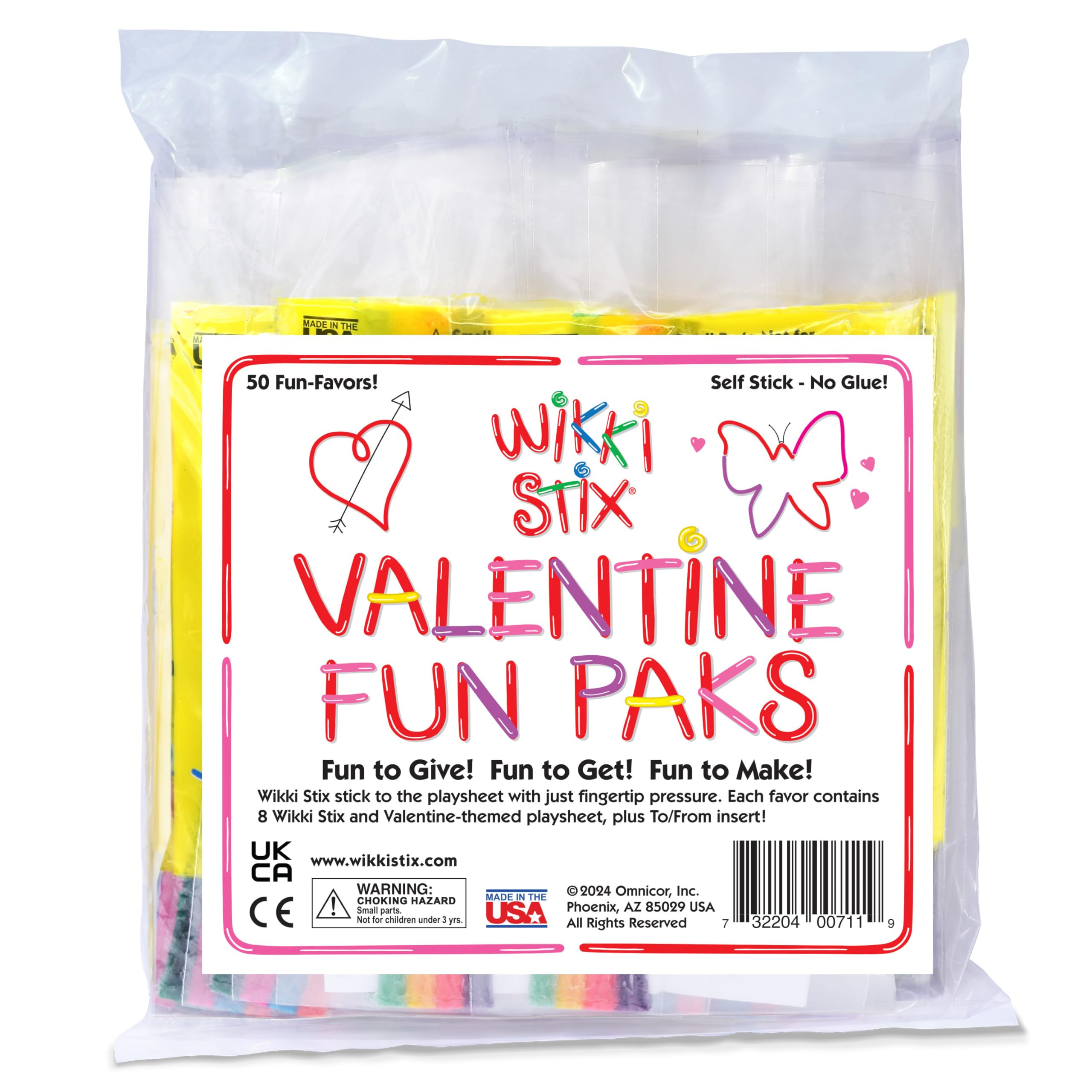 Wikki Stix Valentine's Fun Favors 50 Pak. Valentine's Gifts for Kids and Kids Classroom Gift Bags... | Amazon (US)