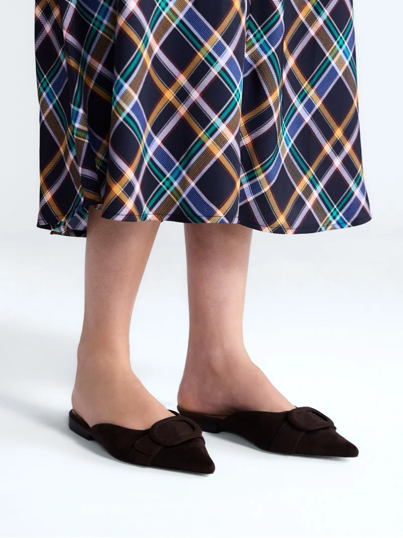 Free Assembly Women's Faux Suede Buckle Mules | Walmart (US)