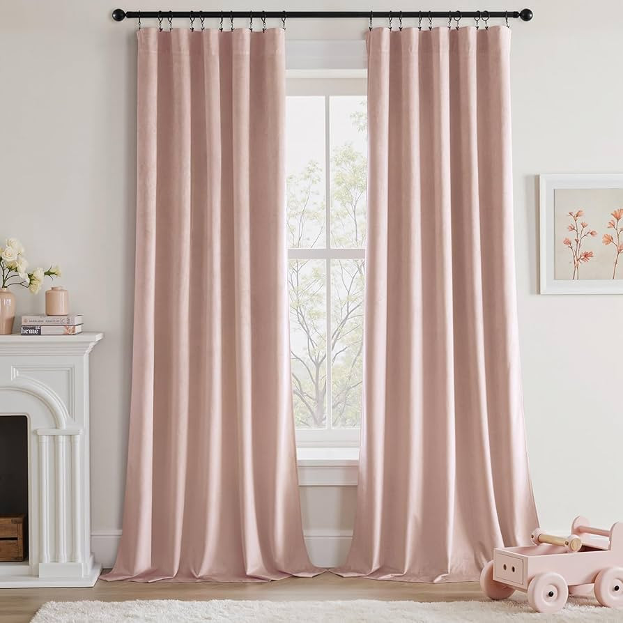 MIULEE Baby Pink Velvet Curtains 84 Inch Long Luxury Super Soft Thermal Insulated Blackout Curtai... | Amazon (US)
