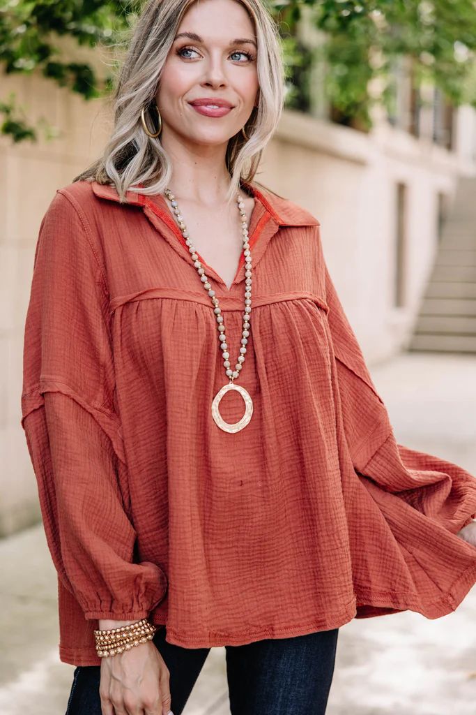 Love Life Rust Orange Babydoll Top | The Mint Julep Boutique