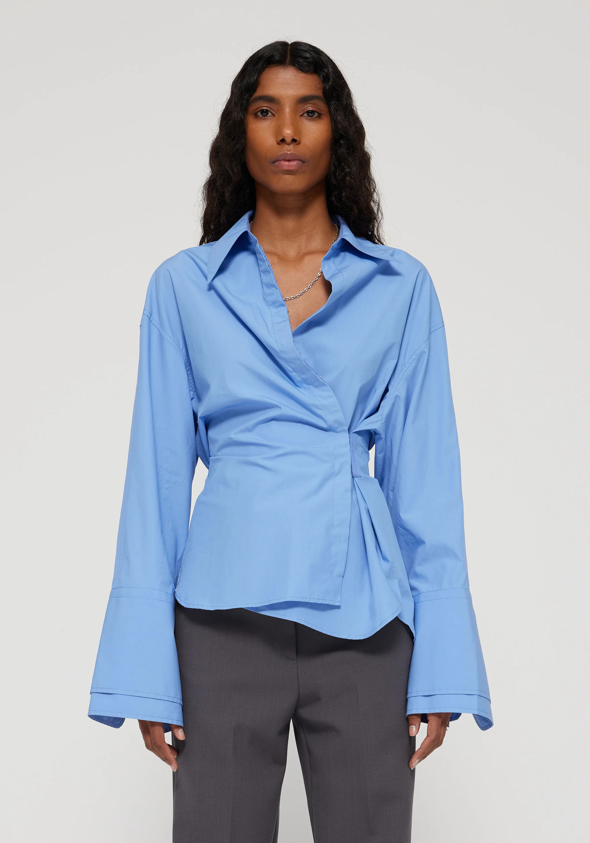 lingerie-detailed asymmetrical shirt | The New Trend (Australia & New Zealand)