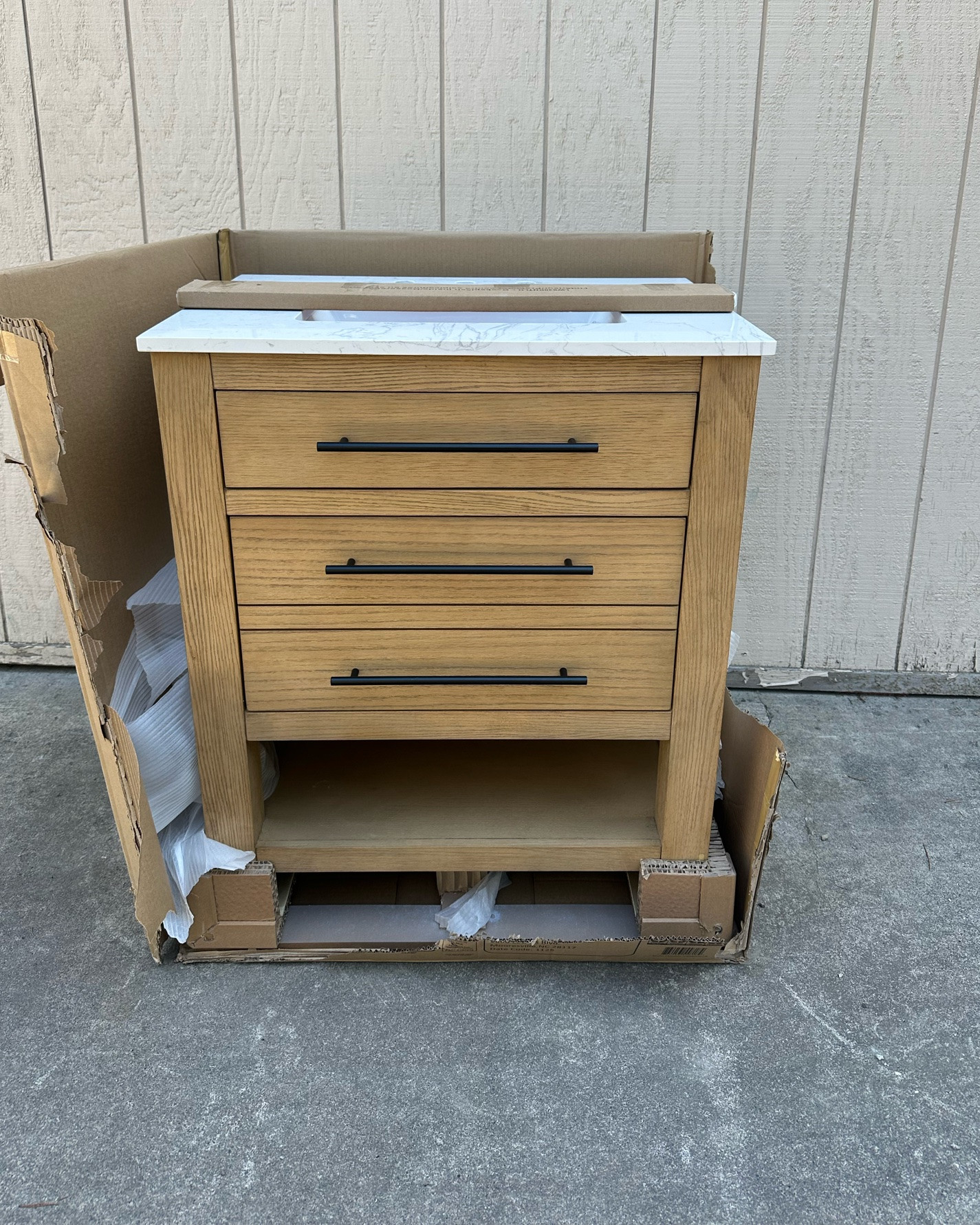 New 30” vanity for the Airbnb bathroom! I love the wood color and it comes with black or chrome handles! Other size options available.

Bathroom vanities, wood vanity, bathroom design, bathroom remodel, woodsy home, mountain home, cabin style