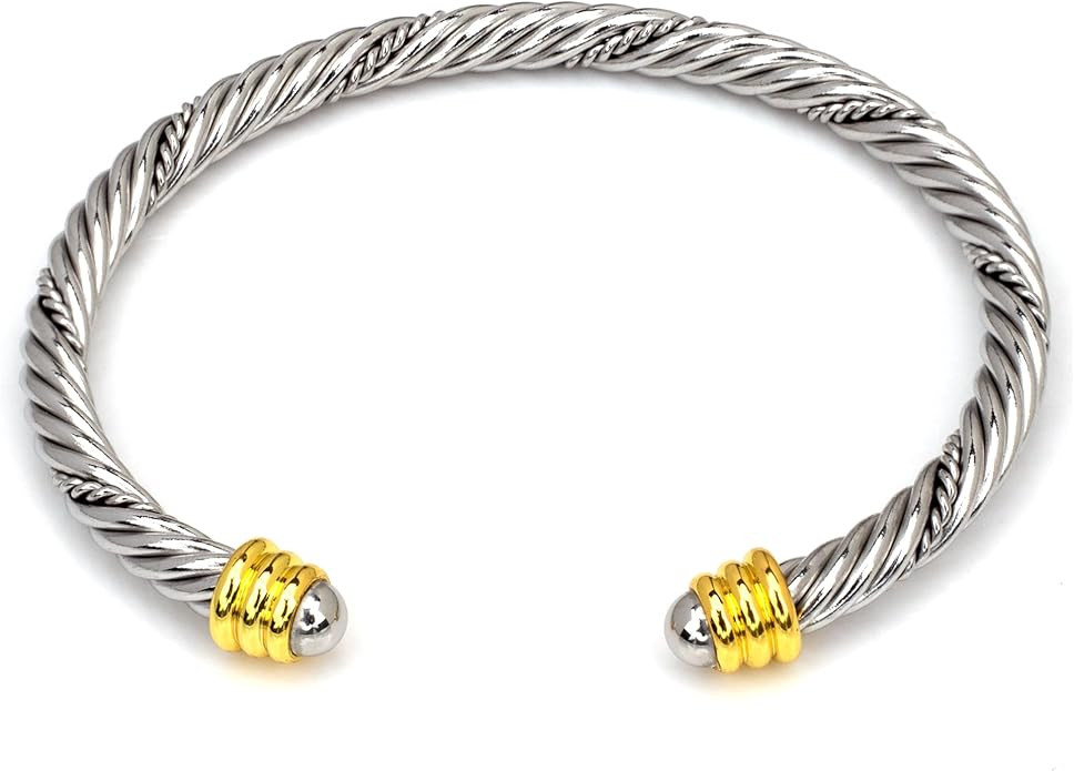 AZR Bracelet for Women Cable Cuff Bracelets Wire Twisted Knot Two Tone Bangle Stainless Steel Adj... | Amazon (US)