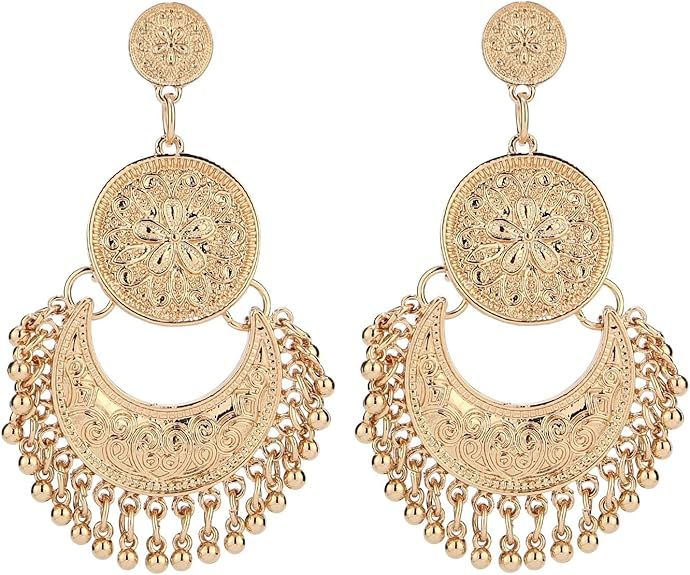 Vintage Antique Silver Dangle Chandelier Earrings Beaded Tassel Earring for Women | Amazon (US)