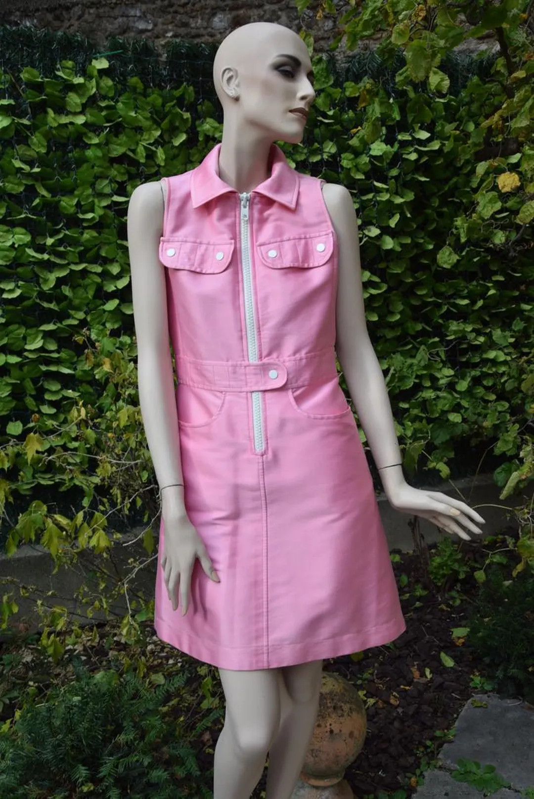 COURREGES 1970 Removable Collar Pink Space Age Dress | Etsy (US)