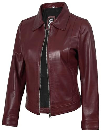 Decrum Burgundy Leather Jacket - Womens Leather Jacket | [1326892] Jose Burgundy, S | Amazon (US)