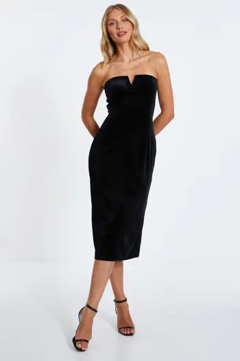 QUIZ Velvet Strapless Midi Dress | Nordstrom | Nordstrom