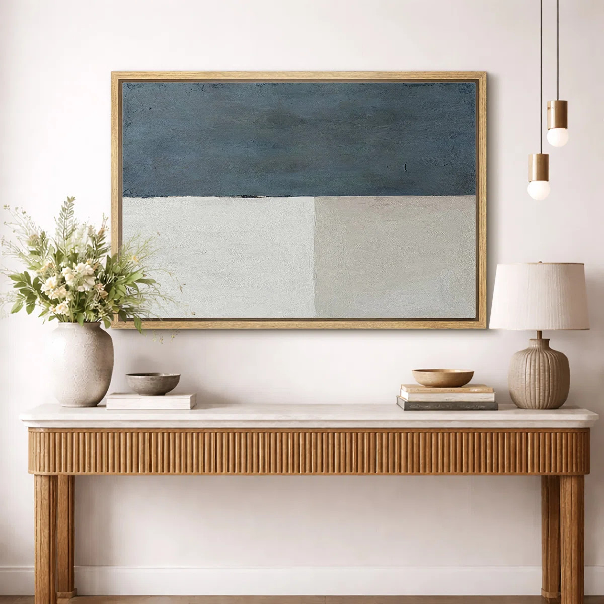 Minimal Landscape "Blue Gray Pastel Color Field Square Artwork, Abstract Minimalist Simple Wall P... | Wayfair North America